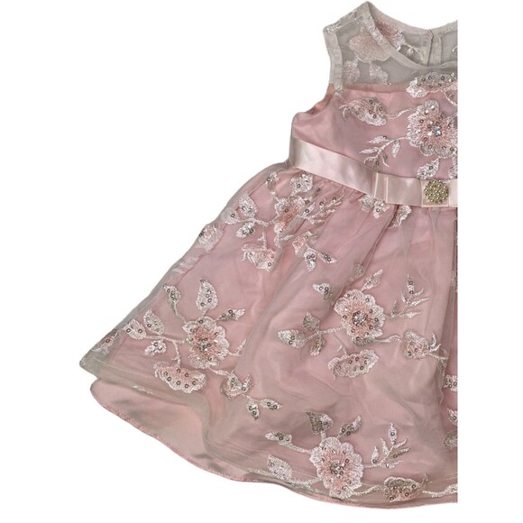 Rare Editions Toddler Girl 18M Pink Dress White Tulle Embroidered Sequins Layers - Picture 11 of 11
